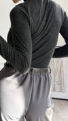 Füme Beli Lastikli Kemerli Bol Pantolon