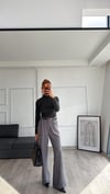 Füme Beli Lastikli Kemerli Bol Pantolon