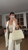 Garnili Haki Uzun Yelek Pile Detay Palazzo Takım 