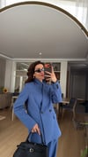 HAVACI MAVİ İNDİGO  PALAZZO PANTOLON  OVERSIZE ASTARLI CEKET TAKIM1