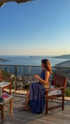 İndigo  Kırışık dokulu maxi elbise
