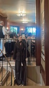 Kahve Belden Oturtma Ceket Palazzo Takım Şal Aksesuarlı 