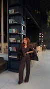KAHVE  ÇİZGİLİ   OVERSIZE CEKET YELEKLİ PİLE DETAY PALAZZO OVERSİZE CEKET TAKIM ELBİSE1