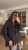 Kahve  Çizgili  Premium  Palazzo Pantolon Ceket Takım Elbise