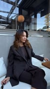 Kahve Ekose Desen  Blazer Ceket 
