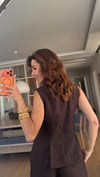 Kahve Gold Düğmeli  Yelek Pantolon Takım 