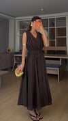 Kahve  Helen Astarlı Elbise