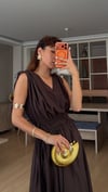 Kahve  Helen Astarlı Elbise