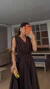 Kahve  Helen Astarlı Elbise