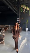 Kahve Kalem Elbise Ceket Takım 