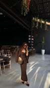 Kahve Kalem Elbise Ceket Takım 
