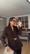 Kahve Paça ve Cep Gold Düğmeli Takım Ekbise 