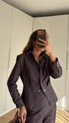 Kahve Vatkalı Çıtçıtlı  Ceket Pantolon Denim Takım
