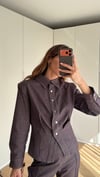 Kahve Vatkalı Çıtçıtlı  Ceket Pantolon Denim Takım