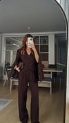 KAHVE YELEKLİ  PALAZZO OVERSİZE CEKET TAKIM ELBİSE1 