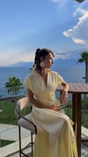Kemer Detaylı  Sarı  Elbise 