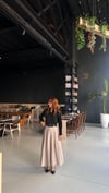 Kemerli Bej Pileli Uzun Etek