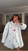 Kiraz İşlemeli Denim Ceket