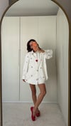 Kiraz İşlemeli Denim Ceket