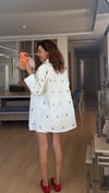 Kiraz İşlemeli Denim Ceket