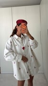 Kiraz İşlemeli Denim Ceket