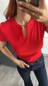 Kırmızı Damla Yaka Cotton Tshirt