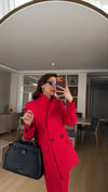 KIRMIZI PALAZZO PANTOLON  OVERSIZE ASTARLI CEKET TAKIM1