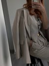 KUM BEJ YELEKLİ PİLE DETAY PALAZZO OVERSİZE CEKET TAKIM ELBİSE 