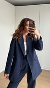 Lacivert Çizgili  Havuç Pantolon Ceket Takım 