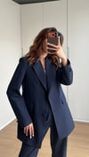 Lacivert Çizgili  Havuç Pantolon Ceket Takım 