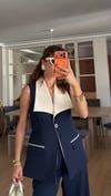 Lacivert Garnili Geniş Yaka  Takım 