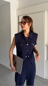 LACİVERT MODAL KUMAŞ PAÇA ÇITÇITLI TAKIM 