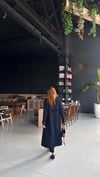 Lacivert Su Geçirmez Astarlı Uzun Trençkot 
