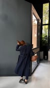 Lacivert Su Geçirmez Astarlı Uzun Trençkot 