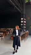 Lacivert Su Geçirmez Astarlı Uzun Trençkot 
