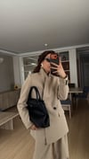 LATTE BEJ PİLE DETAY PALAZZO PANTOLON  OVERSİZE  ASTARLI CEKET TAKIM ELBİSE1