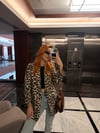 Leopar Desen Kol Büzgü Blazer