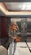 Leopar Desen Kol Büzgü Blazer