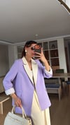 Lila Krem Geçişli Blazer Garnili Palazzo Takım Elbise 