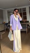 Lila Krem Geçişli Blazer Garnili Palazzo Takım Elbise 