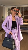 LİLA  PİLE DETAY PALAZZO PANTOLON  OVERSİZE  ASTARLI CEKET TAKIM ELBİSE1