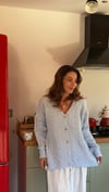 Mavi Massm Etiketli Saç örgülü taş  düğmeli triko hırka 