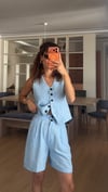 Mavi  Yelek Şehir Boy  Şort Takım 