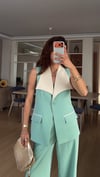 Mint Yeşili Garnili Geniş Yaka  Takım 