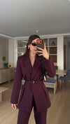Mürdüm Bel Kemerli Takım Elbise 