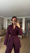 Mürdüm Bel Kemerli Takım Elbise 