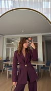 Mürdüm  Belden Oturtma Gold Düğme Ceket Takım 