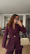 Mürdüm  Belden Oturtma Gold Düğme Ceket Takım 