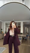 MÜRDÜM  PİLE DETAY PALAZZO PANTOLON  OVERSİZE  ASTARLI CEKET TAKIM ELBİSE 