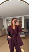 MÜRDÜM  YELEKLİ  PİLE DETAY PALAZZO OVERSİZE CEKET TAKIM ELBİSE1